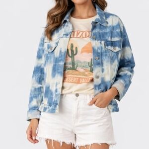 NEW $298 Levi's Size XL Made & Crafted Trucker Jean Jacket Blue Tie Dye Womens